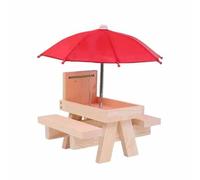 Paaruter Squirrel Feeder Picnic Table with Umbrella,Wooden Squirrel Feeders for Outside,Cute Chipmunk Feeder+Solid Structure B