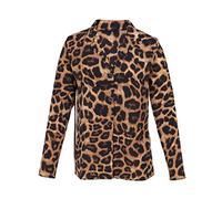 Paaruter Women Leopard Print Blouse Spring Autumn V Neck Split Button Shirt Loose Casual Shirts Chic Tops Brown L