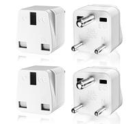 PABANCE 4 Pack 3 Pin UK to India Plug Adapter, UK to India/Sri Lanka Travel Adapter, Type D Plug Adapter, for India, Sri Lanka, Pakistan, Yemen(White)