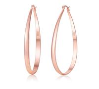 PABBEU Rose Gold Hoop Earrings for Women Hypoallergenic Sterling Silver Post Hoops Earrings Lightweight Large 14k Real Gold Plated Hoop for Women Gifts 30/40/50/60MM