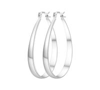 PABBEU Sterling Silver Hoop Earrings for Women Thick Large Hoops Earrings Lightweight Hypoallergenic Oval Silver Hoop Earring for Women Gifts 30/40/50/60MM