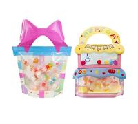 PABCK 20 Pack Clear Plastic Gift Bags Cartoon Goodie Bags 7.5x9.84 inch Candy Snack Cookie Packaging Bag with Handle Resealable Treats Birthday Party Favor Reusable Stand Up (10 Pink + 10 Yellow)
