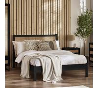 pabla wooden king size bed with rattan headboard in black