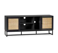 pabla wooden tv stand with 2 doors 2 shelves in black