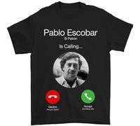 Pablo Escobar El Patron is Calling Mens T-Shirt 100% Cotton Black 5XL