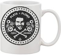 Pablo Escobar Plata O Plomo Crossed Bones Ceramic Mug White