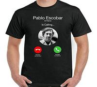Pablo Escobar T-Shirt El Patron is Calling Mens Funny Narcos TV Show Drug Cartel Black XXL