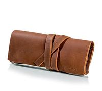 hecho. Glasses Case - Handmade, 100% Genuine Leather & Fair Trade (Sunglasses Case Case Protective Glasses Reading Glasses Day Glasses Case Men Women Unisex), Pablo (Dark Wood), One Size