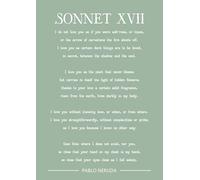 Pablo Neruda Sonnet XVII Love Poem Art Print, Sage Green Background, Typography Wall Decor. Size A4