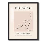 Pablo Picasso Canvas Wall Art Cat Posters Prints Abstract Line Drawing Picture Minimalist Wall Decor Picasso Famous Artwork for Living Room Bedroom Home Office Decoration Gifts, 8x10 Inch Black Framed