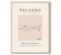 Pablo Picasso Canvas Wall Art - Dachshund Poster Dog Art Prints Picture Picasso Famous Artwork Minimalist Wall Decor Framed Ready to Hang for Living Room Bedroom Home Office Decoration - 12x16 Inch