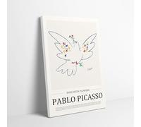 Pablo Picasso Dove with Flowers Redesign Stretched Canvas Modern Wall Art Picture Prints Home Office Hotel Decoration Multiple sizes Ready to Hang (20x30inch / 51x76cm)
