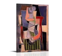 Pablo Picasso Famous Work (Woman Sitting in An Armchair) Print Poster Cool Artworks Painting Wall Art Canvas Prints Hanging Picture Home Decors Idea 08x12inch(20x30cm)