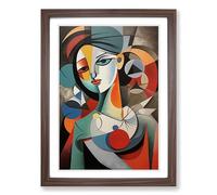 Pablo Picasso Hard Edge Painting Framed Wall Art Print - Ready to Hang Picture - Modern Art for Living Room Bedroom Kitchen Home - Walnut A4 (27 x 36 cm)
