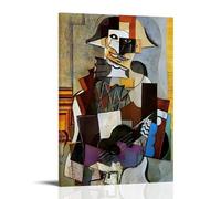 Pablo Picasso Harlequin Poster Harlequin Playing A Guitar Painted by Pablo Picasso in 1918., Canvas Print Art Poster; Frame; 20x30inch(50x75cm)