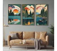 Pablo Picasso Lake district sunset - 3x A0 Poster - Triptych rolled in tubes BensArt Triptych set 3 Three Stretched Mounted Multi Panel Wall Art Classic Picture Arts Abstract Artwork Painting Print C