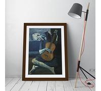 Pablo Picasso The Old Guitarist Music Framed Wall Art Picture Print - A2 - Walnut Frame
