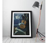 Pablo Picasso The Old Guitarist Music Framed Wall Art Picture Print - A3 - Black Frame