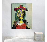 Pablo Picasso Woman in Hat and Fur Collar Canvas Painting Living Room Home Decor Modern Wall Art Oil Painting Posters Picture 70x90cm Frameless