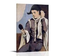 Pablo Picasso Works《Harlequin with A Mirror》Printing Posters Modern Canvas Wall Art Printed Pictures Aesthetic Home Decoration for Bedroom 24x36inch(60x90cm)