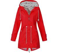 Pac A Mac Women'S Rain Jacket Waterproof Lightweight Jackets With Hood Solid Color Waterproof Windbreaker Breathable Coat Windproof Hiking Outdoor Wear Red L