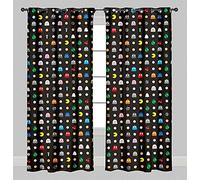 Pac Man Eyelet Curtains - Pacman Maze Design - 66" Wide x 72" Drop