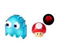 Pac-Man Ghost Light with Color Phasing Modes, Colors Change to Music, USB Powered & Super Mario Bros Toad Mushroom Light with Sound, Collectable Light Up Figure, Multi-Colour