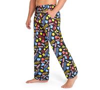 Pac-Man Mens Pyjama Bottoms, Comfy Cotton PJs Loungewear Trousers with Pockets - Gifts for Him (L, Multi)