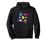 【PAC-MAN】PAC-MAN Glitch 004 Pullover Hoodie, Adult Unisex, Black, X-Large