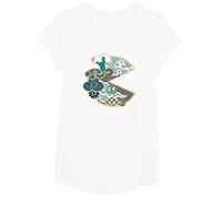 【PAC-MAN】 PAC-MAN Japanese 026 T-Shirt, Girls, White, X-Small
