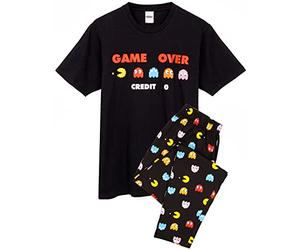 Pac-Man Pyjamas For Men | Adults Arcade Game Over Black Short Sleeve T-Shirt & Loungewear Joggers Pjs | Gamer Merchandise