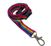 PAC Supplies Global 15mm Colourful Neck Lanyard With 3 Point (Triple) Safety Breakaway (Rainbow, 10 Lanyards)