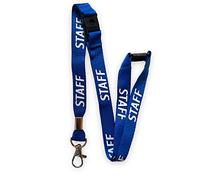 PAC Supplies Global 15mm Colourful STAFF Printed Neck Lanyard With 3 Point (Triple) Safety Breakaway (Blue, 2)