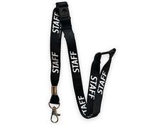 PAC Supplies Global 15mm Colourful STAFF Printed Neck Lanyard With 3 Point (Triple) Safety Breakaway (Black, 5)