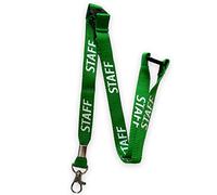 PAC Supplies Global 15mm Colourful STAFF Printed Neck Lanyard With 3 Point (Triple) Safety Breakaway (Green, 10)