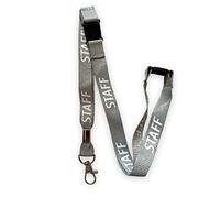 PAC Supplies Global 15mm Colourful STAFF Printed Neck Lanyard With 3 Point (Triple) Safety Breakaway (Grey, 1)