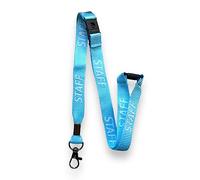 PAC Supplies Global 15mm Colourful STAFF Printed Neck Lanyard With 3 Point (Triple) Safety Breakaway (Light Blue, 5)