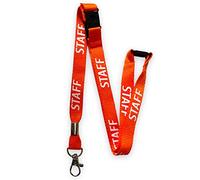 PAC Supplies Global 15mm Colourful STAFF Printed Neck Lanyard With 3 Point (Triple) Safety Breakaway (Orange, 5)