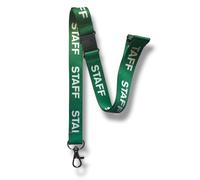 PAC Supplies Global Eco Friendly RPET Staff Printed Lanyard with 3-Point Safety Breakaway (1, Green)