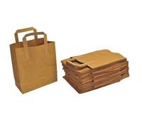 PAC Supplies Global Large Paper Bags with Handles, For Takeaway, Lunch and Party Use (100)