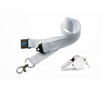 PAC Supplies Global Ltd Lanyard with Safety Breakaway & Metal Whistle (White)