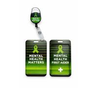 PAC Supplies Global Mental Health First Aider Set, Green, Plastic, with Badge Reel, Printed ID Card Holder & First Aider Card (5)