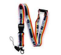 PAC Supplies Global Rainbow LGBTQ LGBT Non-Binary Pronouns Lanyard With Safety Break, Detachable Buckle Clip (HE/HIM)