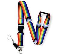 PAC Supplies Global Rainbow LGBTQ Progress Pride Flag Lanyard With Detachable Buckle Clip, Mobile Phone Attachment & Safety Breakaway