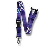 PAC Supplies Global Scottish Tartan Pattern Lanyard/ID badge holder with Detachable Buckle Clip (1, Pride Of Scotland Blue)