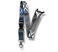 PAC Supplies Global Scottish Tartan Pattern Lanyard/ID badge holder with Detachable Buckle Clip (2, Stewart Royal Grey)