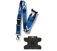 PAC Supplies Global Scottish Tartan Pattern Lanyard With Double Black Horizontal ID Card Holder (2, Flower Of Scotland, Green)