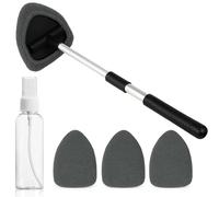Pacaba Windscreen Cleaner Inside, Car Windscreen Cleaner Tool with 4 Microfibre Pads and 1 Spray Bottle, Windscreen Cleaner with Extendable Handle, 180 Degree Rotatable, Grey