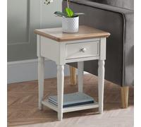 pacari wooden lamp table in limed oak and grey with 1 drawer