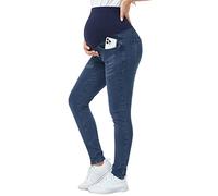 PACBREEZE Women's Maternity Jeans Over Belly Skinny Stretchy Denim Pants Comfy Slim Pregnancy Pants, 01: Dark Blue, Large